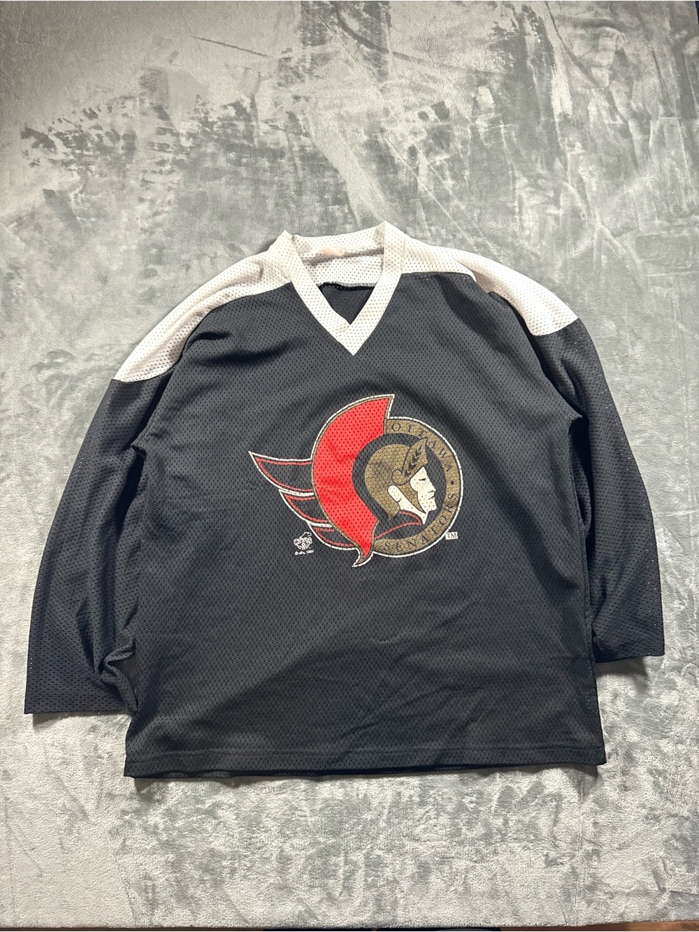 Ottawa senators Black and White Hockey-Style Long Sleeve Shirt with Red Accent